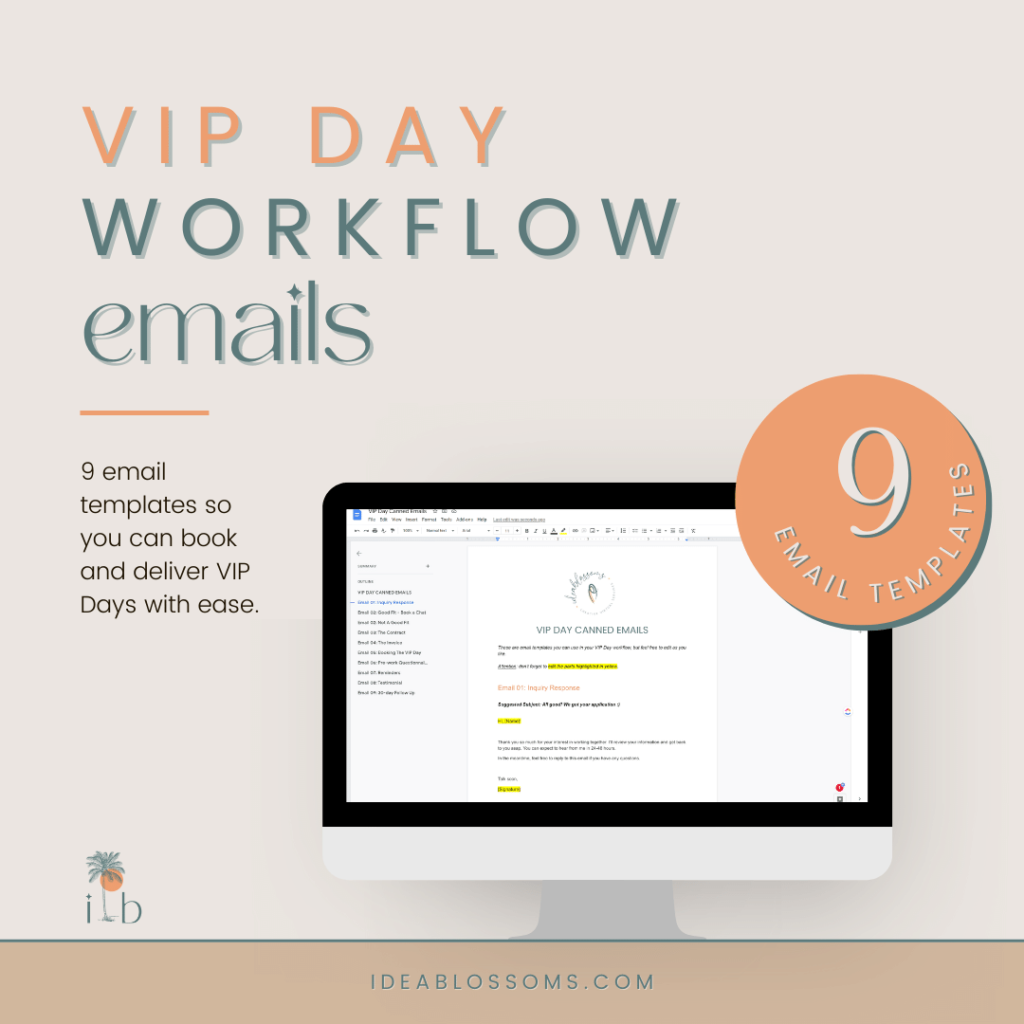 Cover image of this product: VIP Day Workflow Email Templates